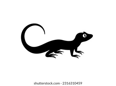 vector black gecko isolated on white background