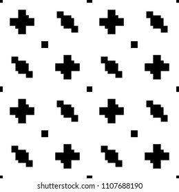 vector black geometric abstract seamless pattern on white background