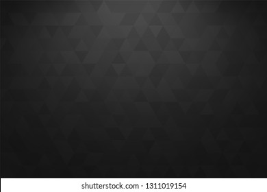 Vector black geometric background with lighting. Abstract texture with triangles.