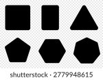 Vector black geometric figures with rounded corners