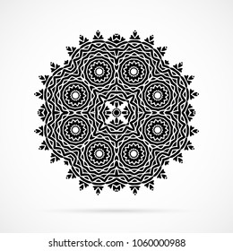 Vector Black Geometry Mandala over white