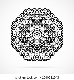 Vector Black Geometry Mandala over white