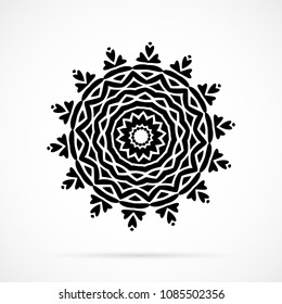 Vector Black Geometry Mandala over white