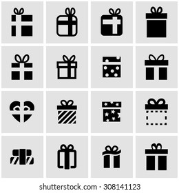 Vector black gift icon set.