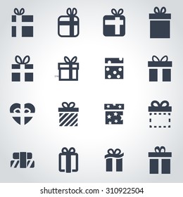 Vector black gift icon set.