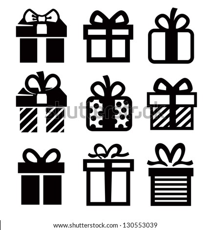 Vetor stock de Vector Black Gift Icon Set On (livre de direitos