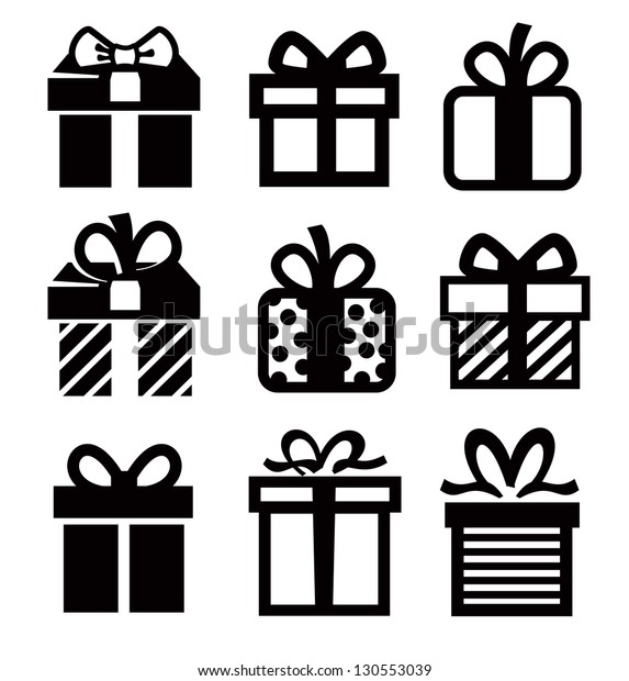 Vector Black Gift Icon Set On Stock Vector (Royalty Free) 130553039 ...