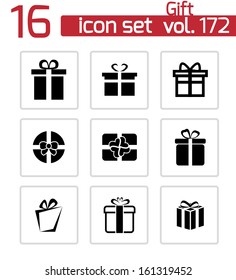 Vector black gift icons set