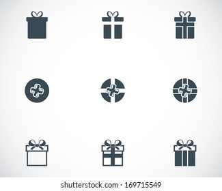 Vector black gift icons set on white background
