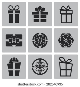 Vector black gift icons set
