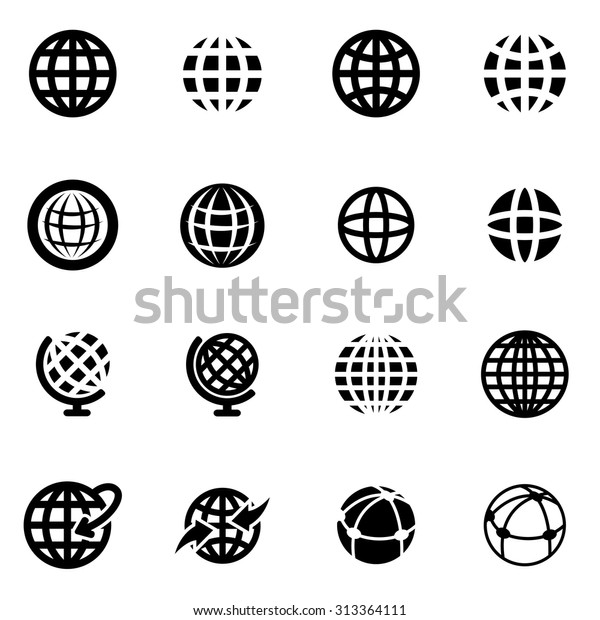 Vector Black Globe Icon Set Stock Vector (Royalty Free) 313364111 ...