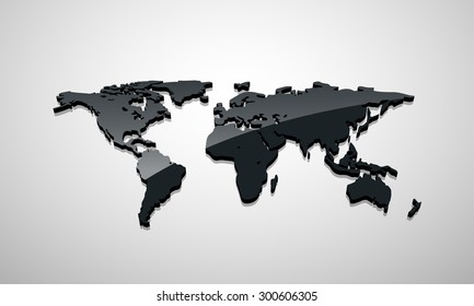 Vector black globe map of the world.