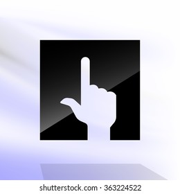 Vector black glossy icon of forefinger.