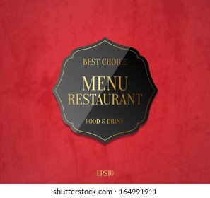 Vector black glossy label with grunge texture background for websites or banners for business. Clean style with retro / vintage design