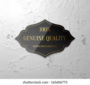 Vector black glossy label with grunge texture background for websites or banners for business. Clean style with retro / vintage design 