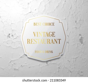 Vector black glossy label with grunge texture background for websites or banners for business. Clean style with retro / vintage design 