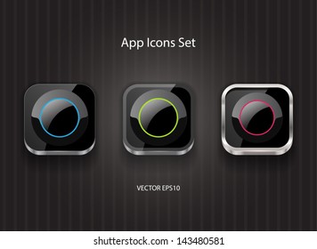 Vector black glossy square app icons