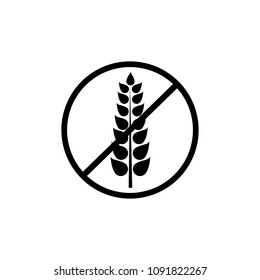 Vector Black Gluten Free Icon, Product Without Allergic Ingredient.