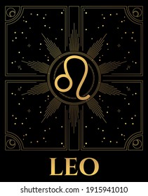 Vector black and gold abstraction of leo symbol