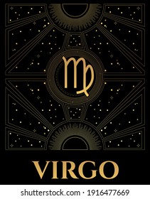 Vector black and gold abstraction of virgo symbol