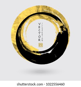 Vector Black and Gold Circle Design Templates for Brochures, Flyers, Mobile Technologies, Applications, Online Services, Typographic Emblems, Logo, Banners. Golden Round Abstract Modern Background.