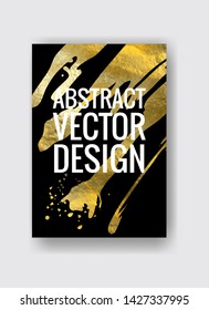 Vector Black and Gold Design Template for Brochures, Flyers, Mobile Technologies, Applications, Online Services, Typographic Emblems, Logo, Banners. Golden Abstract Modern Background