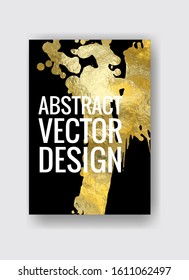 Vector Black and Gold Design Template for Brochures, Flyers, Mobile Technologies, Applications, Online Services, Typographic Emblems, Logo, Banners. Golden Abstract Modern Background