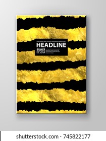 Vector Black and Gold Design Template for Brochures, Flyers, Mobile Technologies, Applications, Online Services, Typographic Emblems, Logo, Banners and Infographic. Golden Abstract Modern Background.