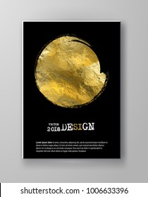 Vector Black and Gold Design Templates for Brochures, Flyers, Mobile Technologies, Applications, Online Services, Typographic Emblems, Logo, Banners and Infographic. Golden Abstract Modern Background.