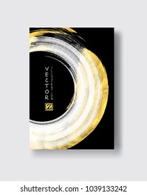 Vector Black and Gold Design Templates for Brochures, Flyers, Mobile Technologies, Applications, Online Services, Typographic Emblems, Logo, Banners and Infographic. Golden Abstract Modern Background.