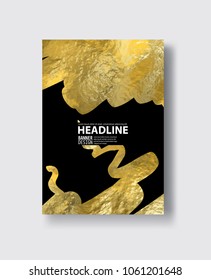 Vector Black and Gold Design Templates for Brochures, Flyers, Mobile Technologies, Applications, Online Services, Typographic Emblems, Logo, Banners and Infographic. Golden Abstract Modern Background.