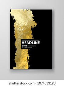 Vector Black and Gold Design Templates for Brochures, Flyers, Mobile Technologies, Applications, Online Services, Typographic Emblems, Logo, Banners and Infographic. Golden Abstract Modern Background.