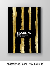 Vector Black and Gold Design Templates for Brochures, Flyers, Mobile Technologies, Applications, Online Services, Typographic Emblems, Logo, Banners and Infographic. Golden Abstract Modern Background.