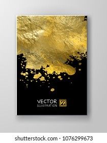 Vector Black and Gold Design Templates for Brochures, Flyers, Mobile Technologies, Applications, Online Services, Typographic Emblems, Logo, Banners and Infographic. Golden Abstract Modern Background.