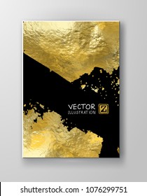 Vector Black and Gold Design Templates for Brochures, Flyers, Mobile Technologies, Applications, Online Services, Typographic Emblems, Logo, Banners and Infographic. Golden Abstract Modern Background.