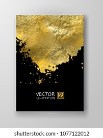 Vector Black and Gold Design Templates for Brochures, Flyers, Mobile Technologies, Applications, Online Services, Typographic Emblems, Logo, Banners. Golden Abstract Modern Background.