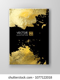 Vector Black and Gold Design Templates for Brochures, Flyers, Mobile Technologies, Applications, Online Services, Typographic Emblems, Logo, Banners. Golden Abstract Modern Background.