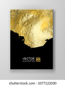Vector Black and Gold Design Templates for Brochures, Flyers, Mobile Technologies, Applications, Online Services, Typographic Emblems, Logo, Banners. Golden Abstract Modern Background.