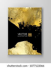 Vector Black and Gold Design Templates for Brochures, Flyers, Mobile Technologies, Applications, Online Services, Typographic Emblems, Logo, Banners. Golden Abstract Modern Background.