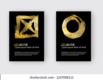 Vector Black and Gold Design Templates for Brochures, Flyers, Mobile Technologies, Applications, Online Services, Typographic Emblems, Logo, Banners and Infographic. Golden Abstract Modern Background.