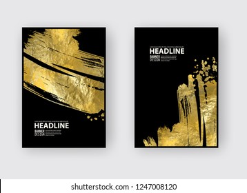 Vector Black and Gold Design Templates for Brochures, Flyers, Mobile Technologies, Applications, Online Services, Typographic Emblems, Logo, Banners and Infographic. Golden Abstract Modern Background.