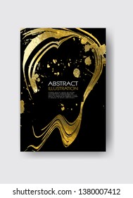 Vector Black and Gold Design Templates for Brochures, Flyers, Mobile Technologies, Applications, Online Services, Typographic Emblems, Logo, Banners. Golden Abstract Modern Backgro