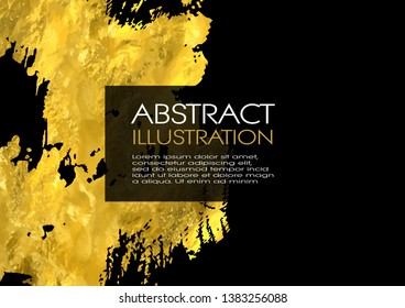Vector Black and Gold Design Templates for Brochures, Flyers, Mobile Technologies, Applications, Online Services, Typographic Emblems, Logo, Banners and Infographic. Golden Abstract Modern Background.