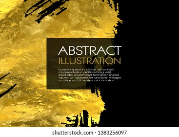 Vector Black and Gold Design Templates for Brochures, Flyers, Mobile Technologies, Applications, Online Services, Typographic Emblems, Logo, Banners and Infographic. Golden Abstract Modern Background.