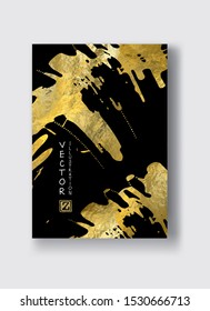 Vector Black and Gold Design Templates for Brochures, Flyers, Mobile Technologies, Applications, Online Services, Typographic Emblems, Logo, Banners and Infographic. Golden Abstract Modern Background.