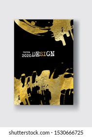 Vector Black and Gold Design Templates for Brochures, Flyers, Mobile Technologies, Applications, Online Services, Typographic Emblems, Logo, Banners and Infographic. Golden Abstract Modern Background.