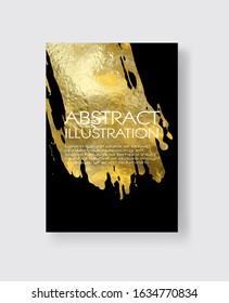 Vector Black and Gold Design Templates for Brochures, Flyers, Mobile Technologies, Applications, Online Services, Typographic Emblems, Logo, Banners and Infographic. Golden Abstract Modern Background.