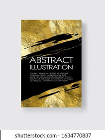 Vector Black and Gold Design Templates for Brochures, Flyers, Mobile Technologies, Applications, Online Services, Typographic Emblems, Logo, Banners and Infographic. Golden Abstract Modern Background.