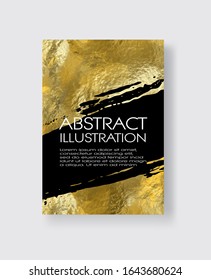 Vector Black and Gold Design Templates for Brochures, Flyers, Mobile Technologies, Applications, Online Services, Typographic Emblems, Logo, Banners and Infographic. Golden Abstract Modern Background.