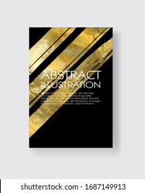 Vector Black and Gold Design Templates for Brochures, Flyers, Mobile Technologies, Applications, Online Services, Typographic Emblems, Logo, Banners and Infographic. Golden Abstract Modern Background.